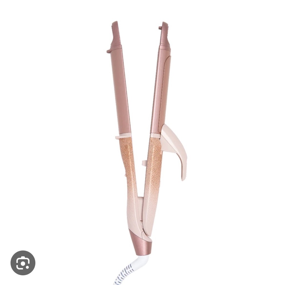 Beachwaver Pink Glitter Curl and Clamp Curling Iron.